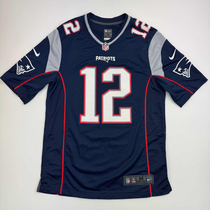 Autographed/Signed Tom Brady "5x SB Champ" New England Patriots Blue Authentic Nike Football Jersey Tristar COA