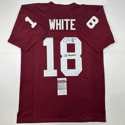 Autographed/Signed Jason White 03 Heisman Oklahoma Maroon College Football Jersey JSA COA