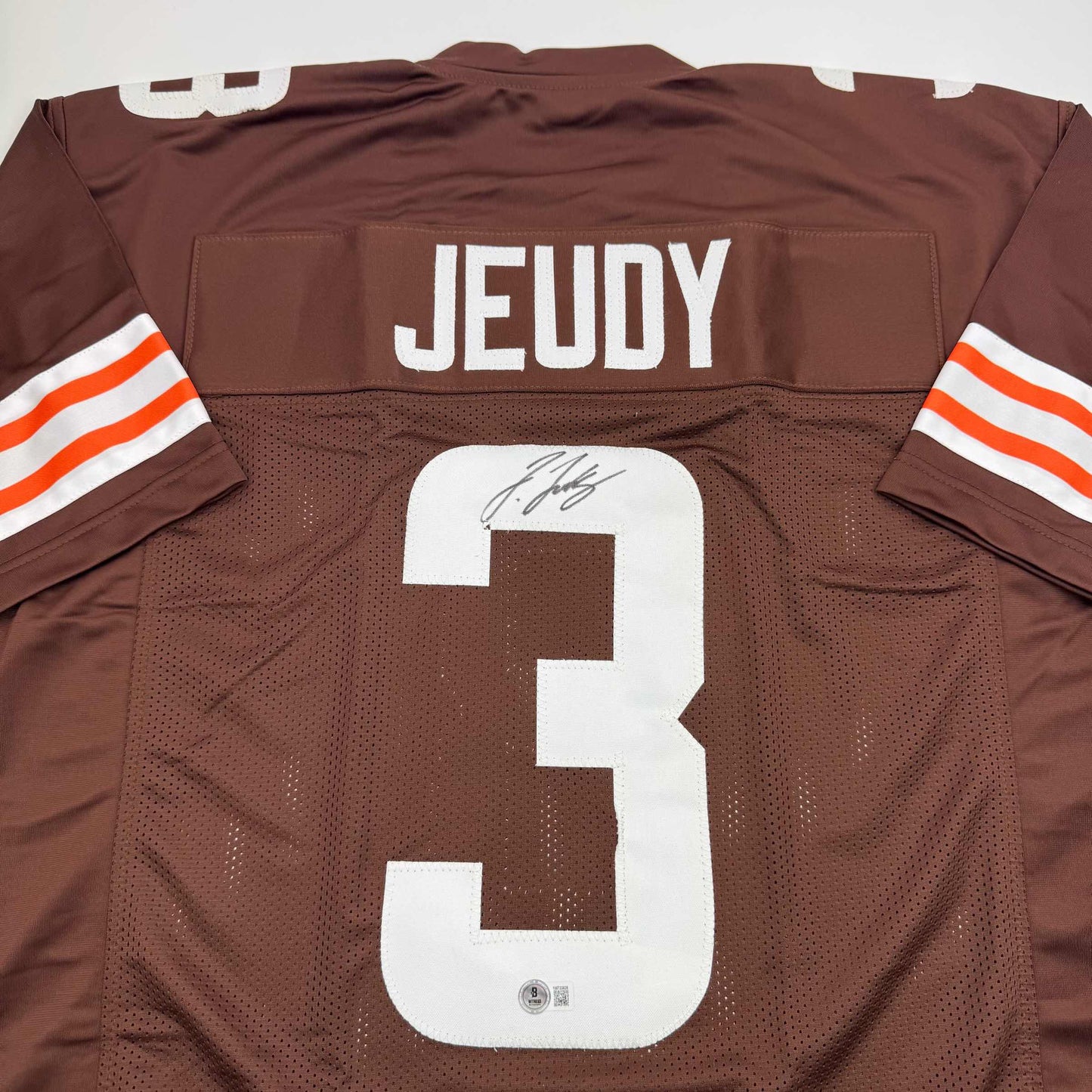 Autographed/Signed Jerry Jeudy Cleveland Brown Football Jersey Beckett BAS COA