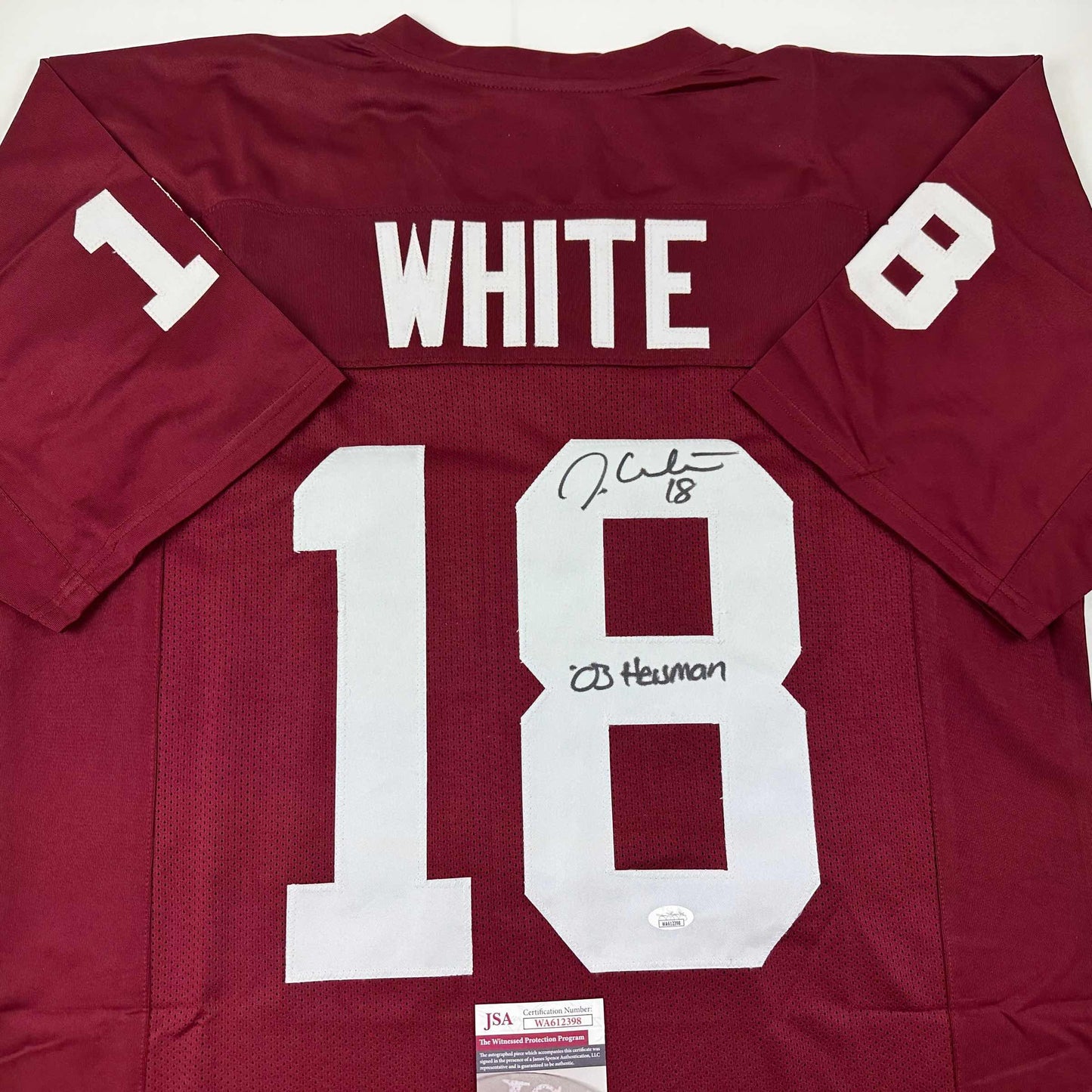 Autographed/Signed Jason White 03 Heisman Oklahoma Maroon College Football Jersey JSA COA