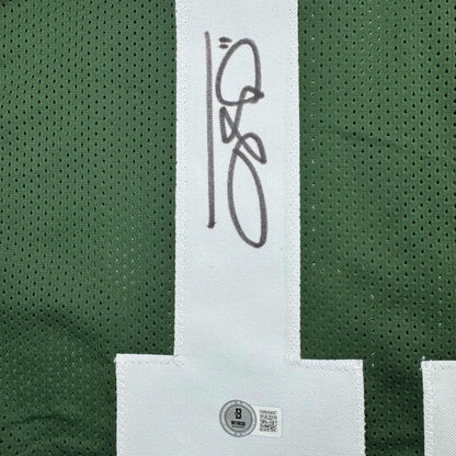 Autographed/Signed Jayden Reed Green Bay Green Football Jersey Beckett BAS COA