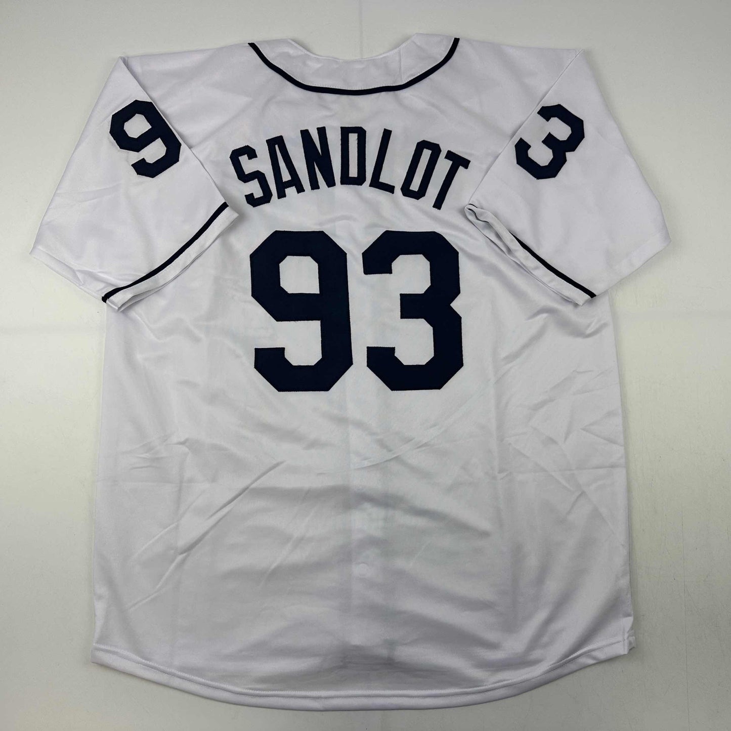 Autographed/Signed The Sandlot Movie 6x Cast Member Sigs White Baseball Jersey Beckett BAS COA