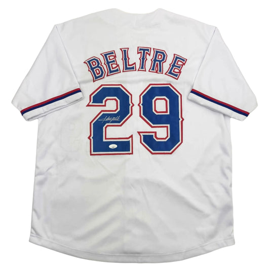 Autographed/Signed Adrian Beltre Texas White Baseball Jersey JSA COA