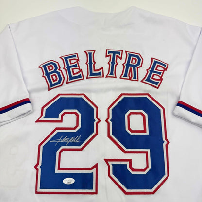 Autographed/Signed Adrian Beltre Texas White Baseball Jersey JSA COA