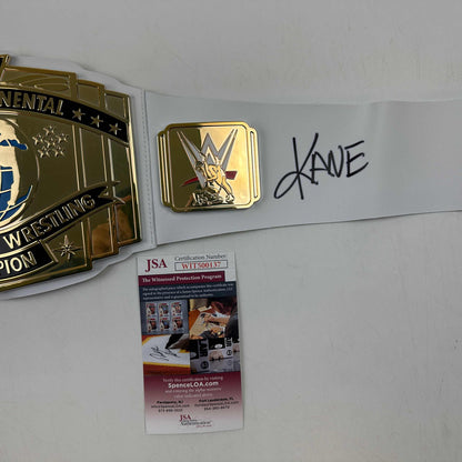 Autographed/Signed Kane White Toy Replica WWE Wrestling Championship Title Belt JSA COA
