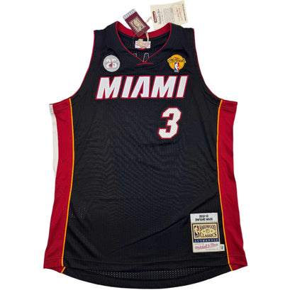 Autographed/Signed Dwyane Wade Miami Heat Black Mitchell & Ness Authentic Basketball Jersey Fanatics COA