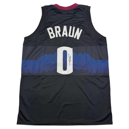 Autographed/Signed Christian Braun Denver Black 5280 Basketball Jersey JSA COA