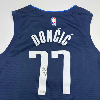 Autographed/Signed Luka Doncic Dallas Mavericks Dark Blue Authentic Basketball Jersey Fanatics COA