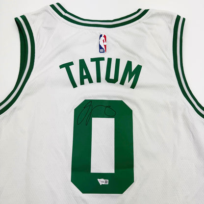 Autographed/Signed Jayson Tatum Boston Celtics White Basketball Jersey Fanatics COA