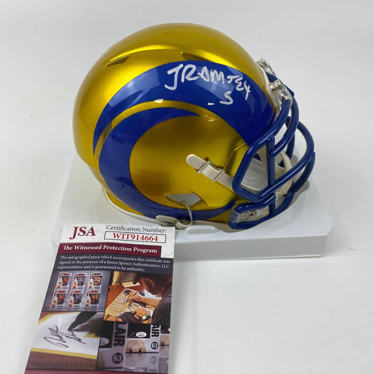 Autographed/Signed Jalen Ramsey Los Angeles Rams Flash Mini Football Helmet JSA COA