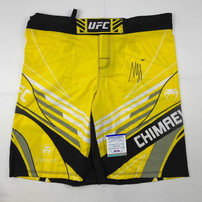 Autographed/Signed Khamzat Borz Chimaev Venom UFC MMA Ultimate Fighting Yellow Trunks PSA/DNA COA
