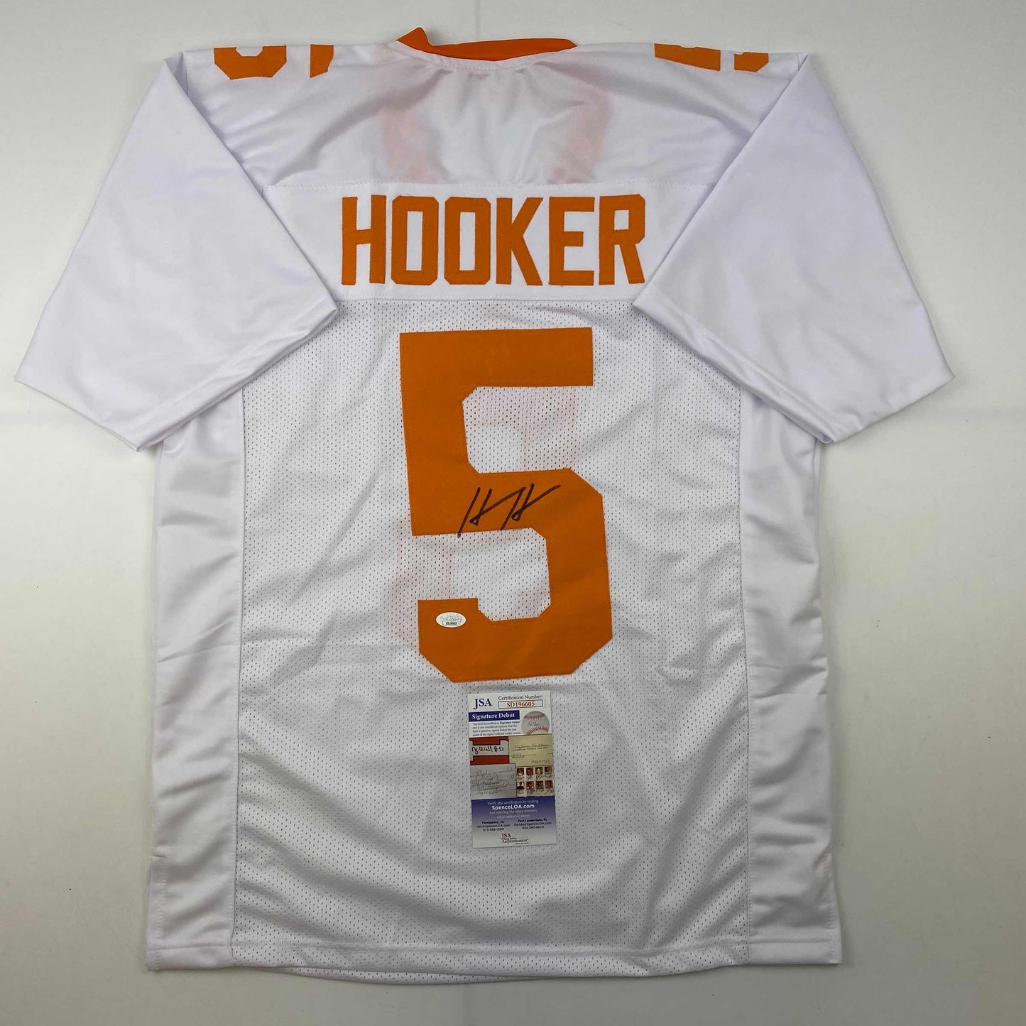 Autographed/Signed Hendon Hooker Tennessee White College Football Jersey JSA COA