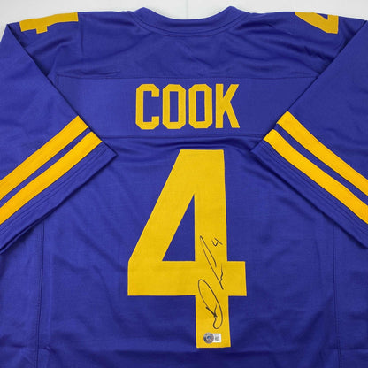 Autographed/Signed Dalvin Cook #4 Minnesota Color Rush Purple Football Jersey Beckett BAS COA