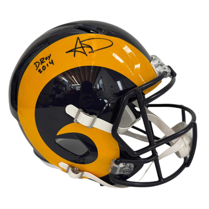 Autographed/Signed Aaron Donald "DROY 2014" Los Angeles Rams Eclipse Full Size F/S Football Helmet JSA COA