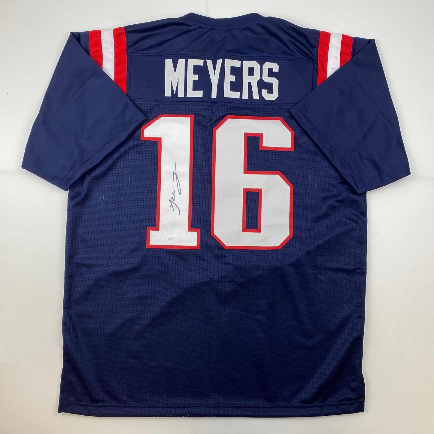 Autographed/Signed Jakobi Meyers New England Blue Football Jersey JSA COA