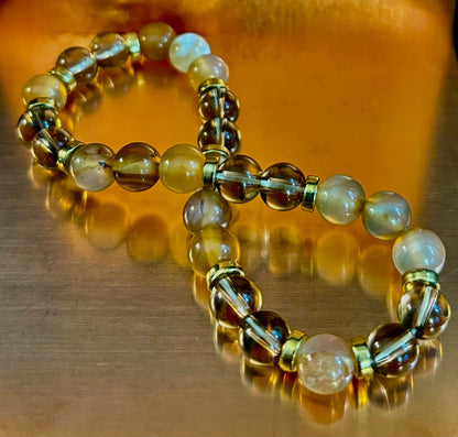 Bohemian "Overthinker's Elixir" Bracelet – Handcrafted Botswana Agate & Smoky Quartz for Grounding & Clarity