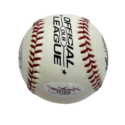 Autographed/Signed Hank Aaron Rawlings Official League Baseball JSA COA