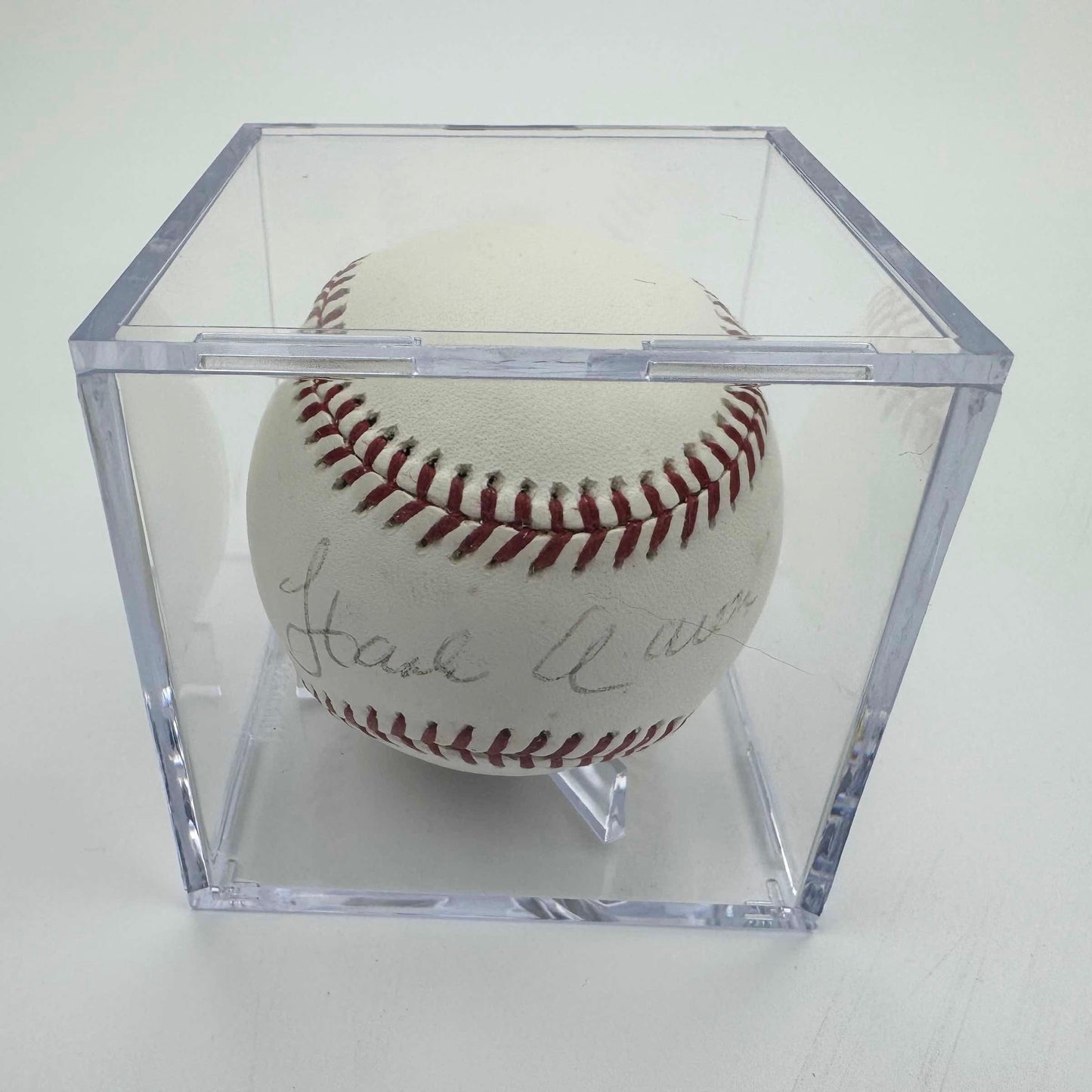 Autographed/Signed Hank Aaron Rawlings Official League Baseball JSA COA