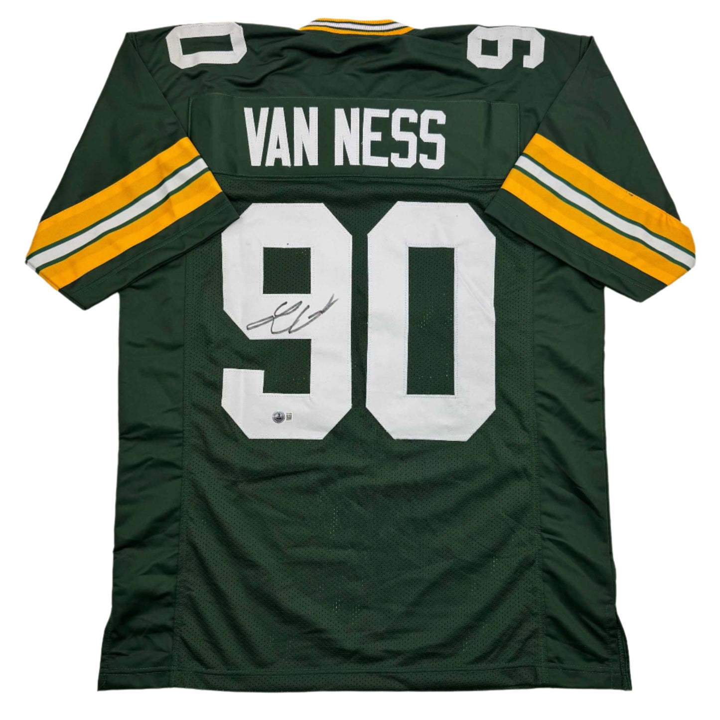 Autographed/Signed Lukas Van Ness Green Bay Green Football Jersey Beckett BAS COA
