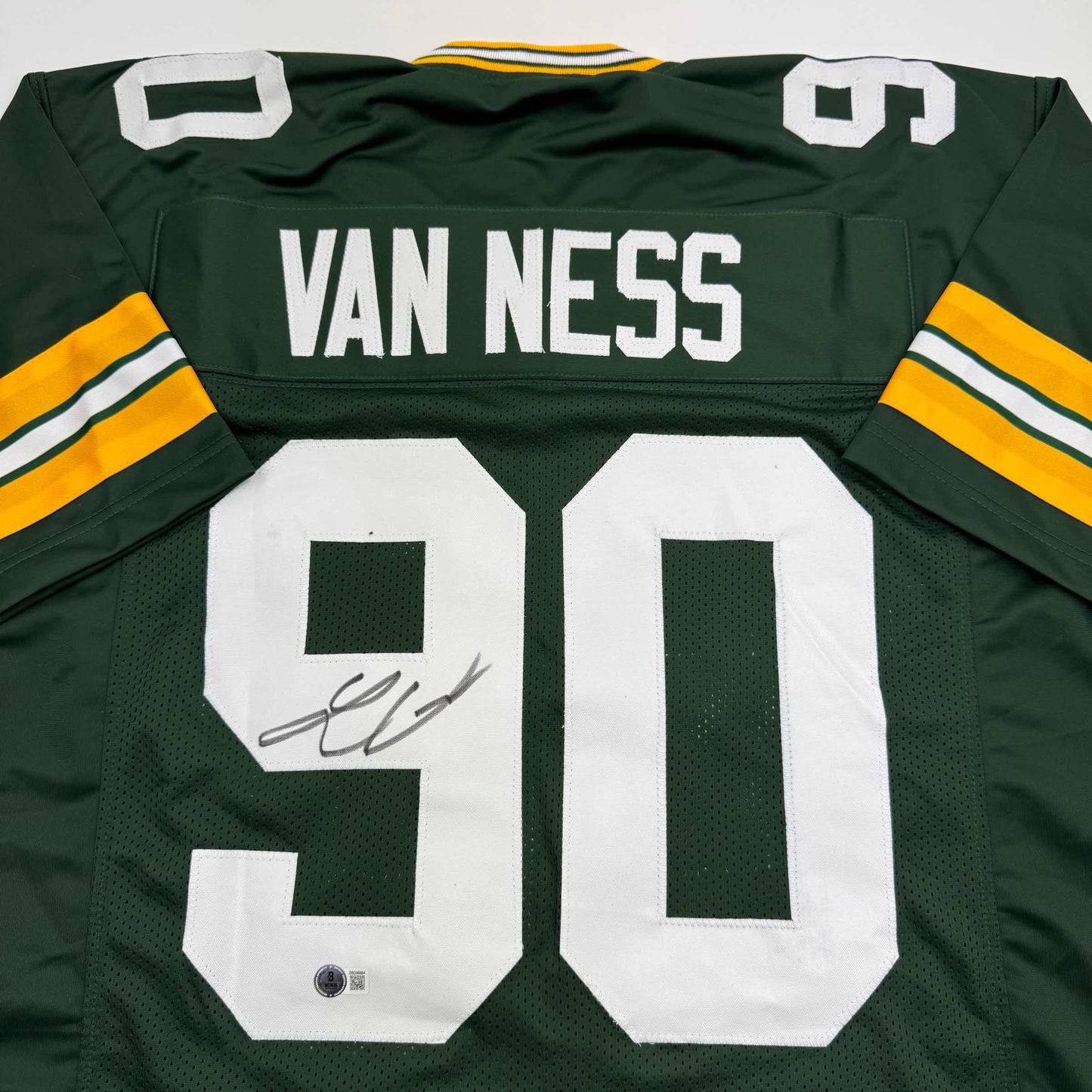 Autographed/Signed Lukas Van Ness Green Bay Green Football Jersey Beckett BAS COA