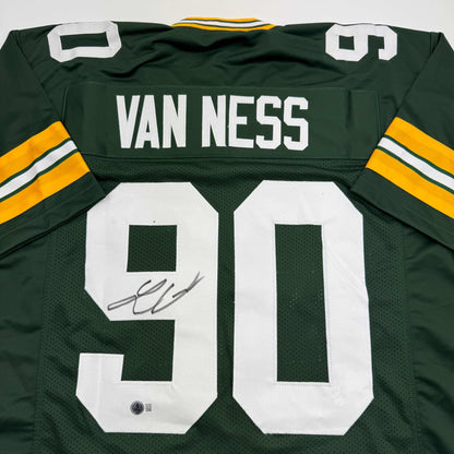 Autographed/Signed Lukas Van Ness Green Bay Green Football Jersey Beckett BAS COA