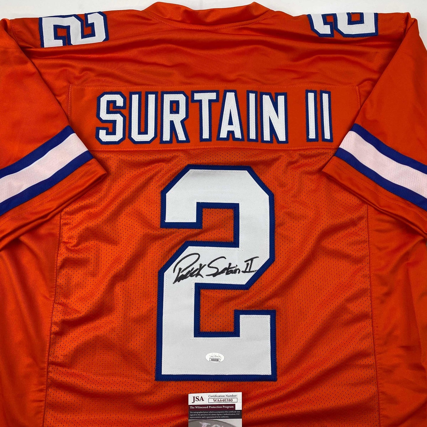 Autographed/Signed Patrick Surtain II Denver Retro Orange Football Jersey JSA COA