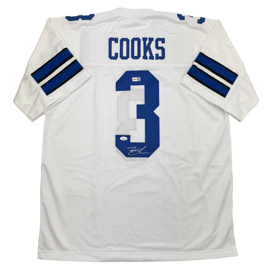 Autographed/Signed Brandin Cooks Dallas White Football Jersey JSA COA
