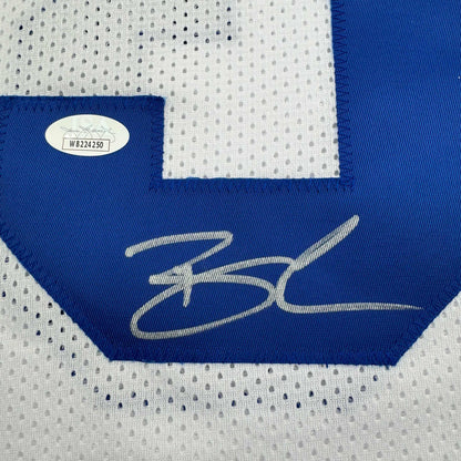 Autographed/Signed Brandin Cooks Dallas White Football Jersey JSA COA