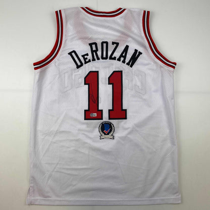 Autographed/Signed DeMar DeRozan Chicago White Basketball Jersey Beckett BAS COA