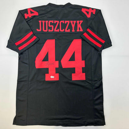 Autographed/Signed Kyle Juszczyk San Francisco Black Football Jersey Beckett BAS COA