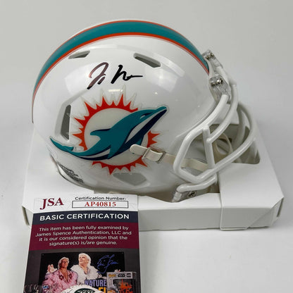Autographed/Signed Jaylen Waddle Miami Dolphins Mini Football Helmet Beckett BAS COA