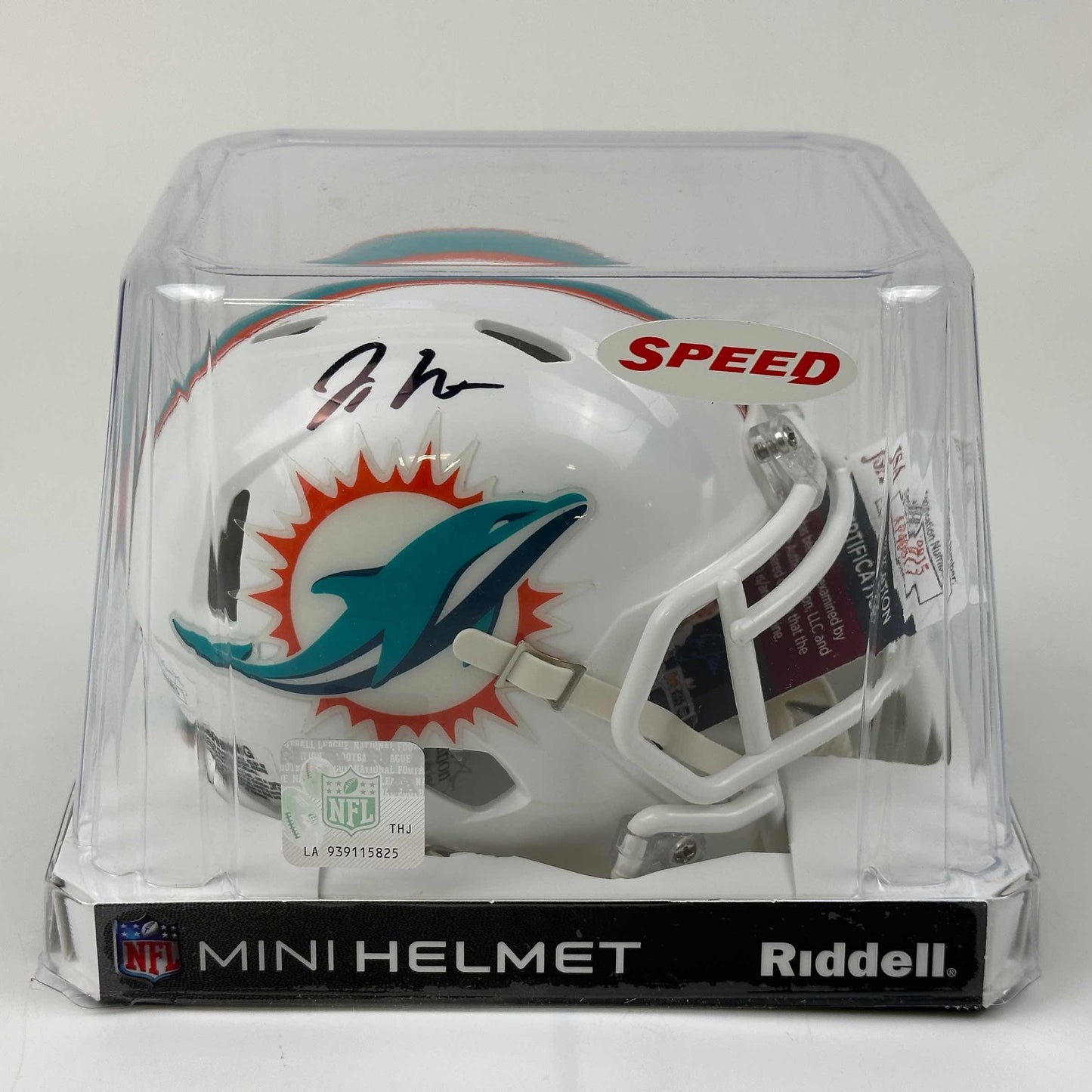 Autographed/Signed Jaylen Waddle Miami Dolphins Mini Football Helmet Beckett BAS COA