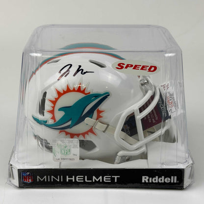 Autographed/Signed Jaylen Waddle Miami Dolphins Mini Football Helmet Beckett BAS COA
