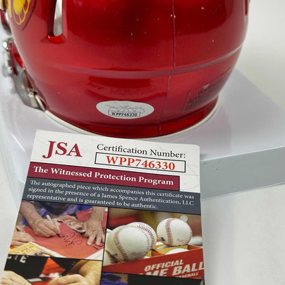 Autographed/Signed OJ O.J. Simpson 68 Heisman USC Trojans Southen Cal Chrome College Football Mini Helmet JSA COA