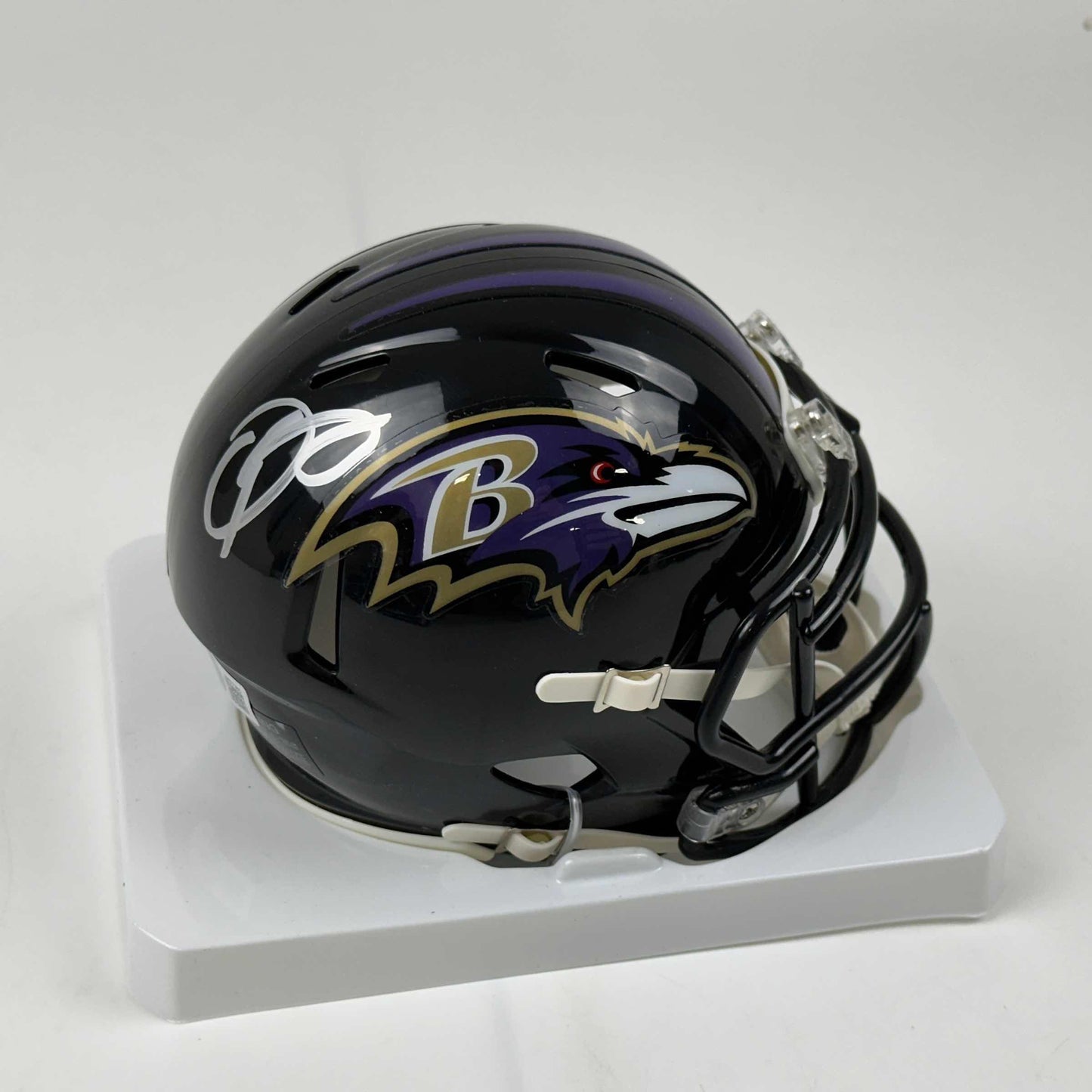 Autographed/Signed Odell Beckham Jr. OBJ Baltimore Ravens Mini Football Helmet Beckett BAS COA