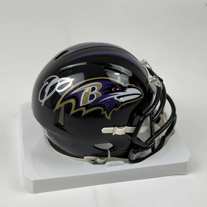 Autographed/Signed Odell Beckham Jr. OBJ Baltimore Ravens Mini Football Helmet Beckett BAS COA