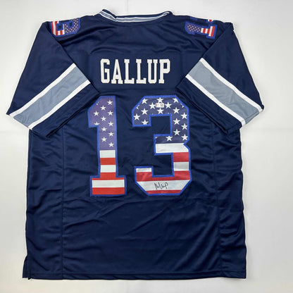 Autographed/Signed Michael Gallup Dallas America's Team Blue Football Jersey Tristar COA