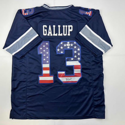 Autographed/Signed Michael Gallup Dallas America's Team Blue Football Jersey Tristar COA