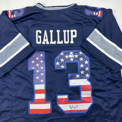 Autographed/Signed Michael Gallup Dallas America's Team Blue Football Jersey Tristar COA