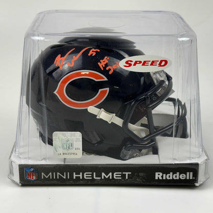 Autographed/Signed Brian Urlacher HOF 18 Chicago Bears Mini Football Helmet JSA COA