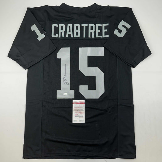 Autographed/Signed Michael Crabtree Oakland Las Vegas Black Football Jersey JSA COA
