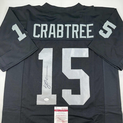 Autographed/Signed Michael Crabtree Oakland Las Vegas Black Football Jersey JSA COA
