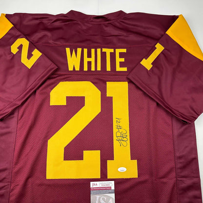 Autographed/Signed LenDale White USC Southen Cal Maroon College Football Jersey JSA COA