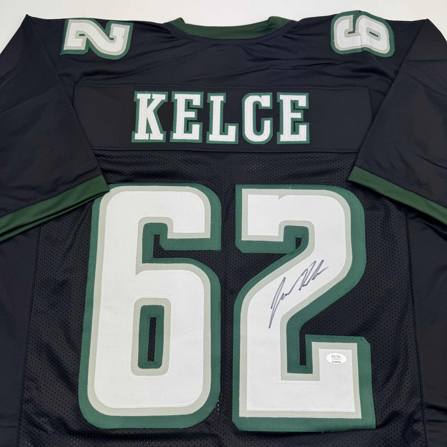 Autographed/Signed Jason Kelce Philadelphia Black Football Jersey PSA COA
