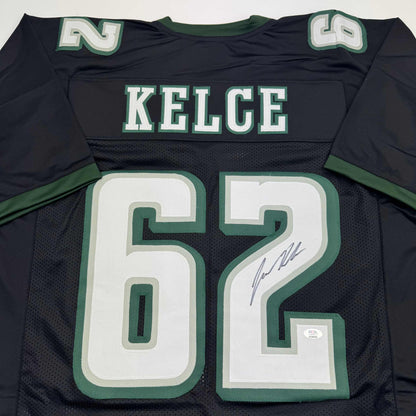 Autographed/Signed Jason Kelce Philadelphia Black Football Jersey PSA COA