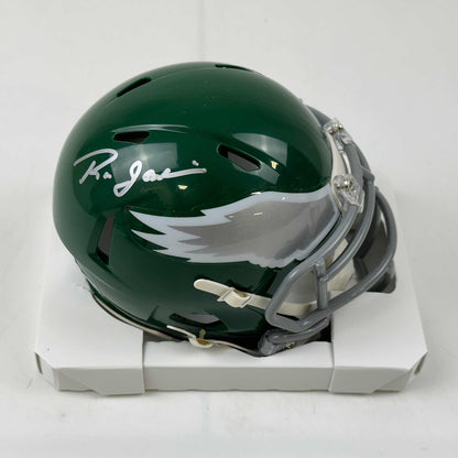 Autographed/Signed Ron Jaworski Philadelphia Eagles Retro Mini Football Helmet Beckett BAS COA