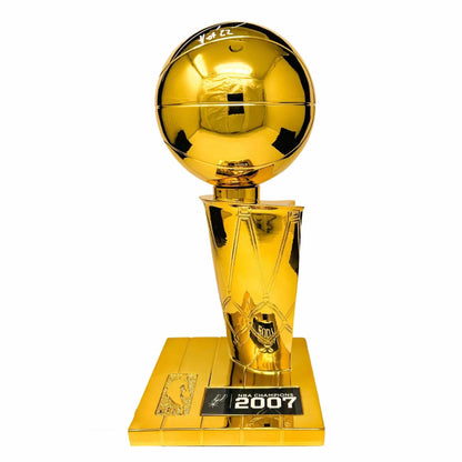 Autographed/Signed Manu Ginobili "HOF 22" San Antonio Spurs Replica 2007 NBA Finals Basketball Trophy Beckett BAS COA