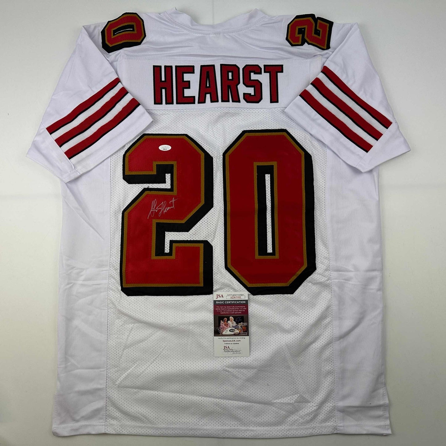 Autographed/Signed Garrison Hearst San Francisco White Football Jersey JSA COA