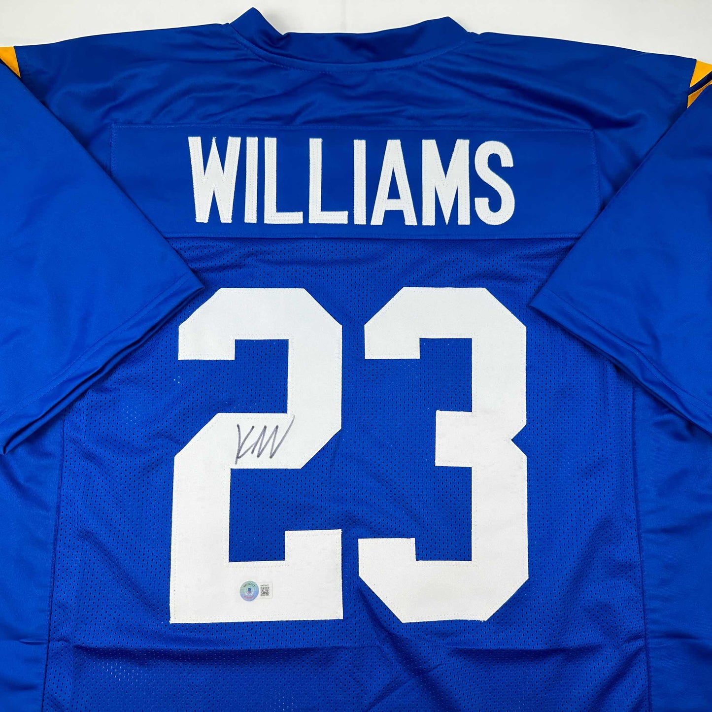 Autographed/Signed Kyren Williams Los Angeles LA Blue Football Jersey Beckett BAS COA