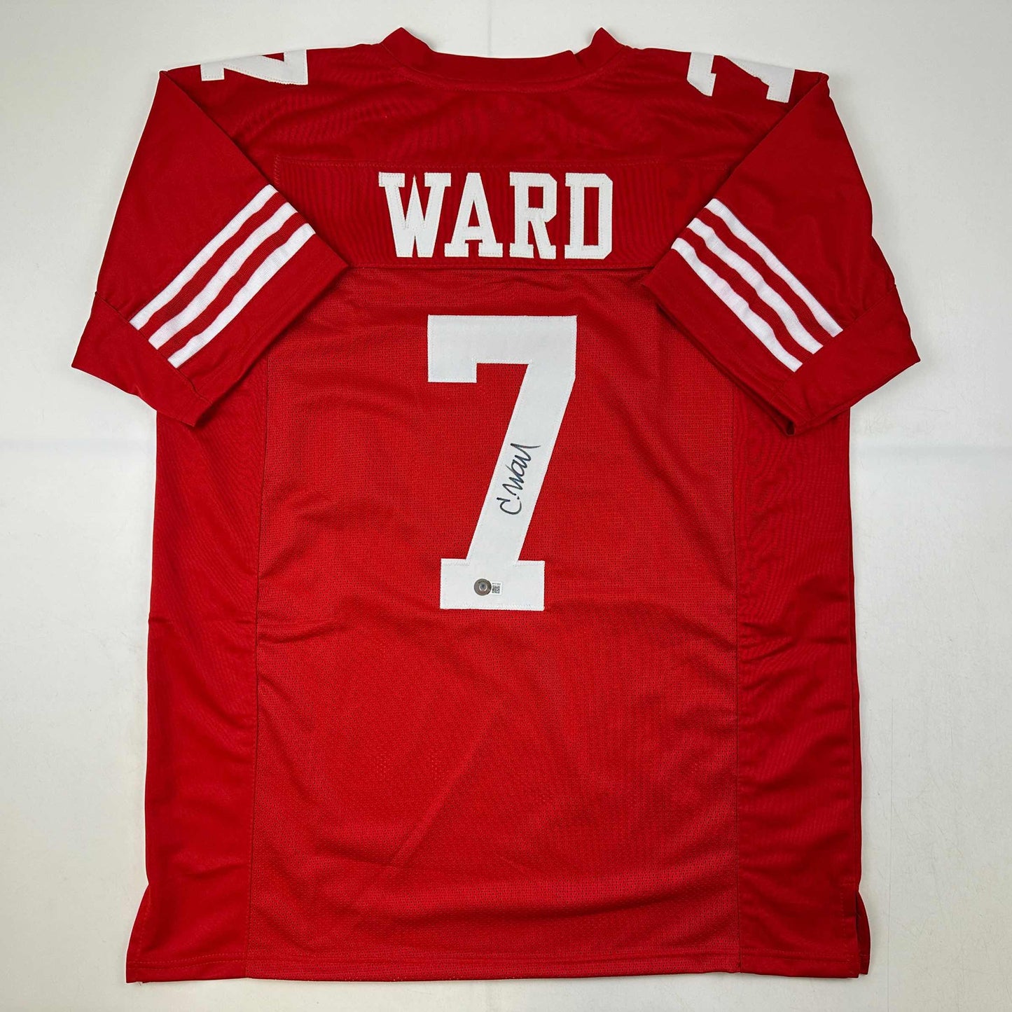 Autographed/Signed Charvarius Ward San Francisco Red Football Jersey Beckett BAS COA